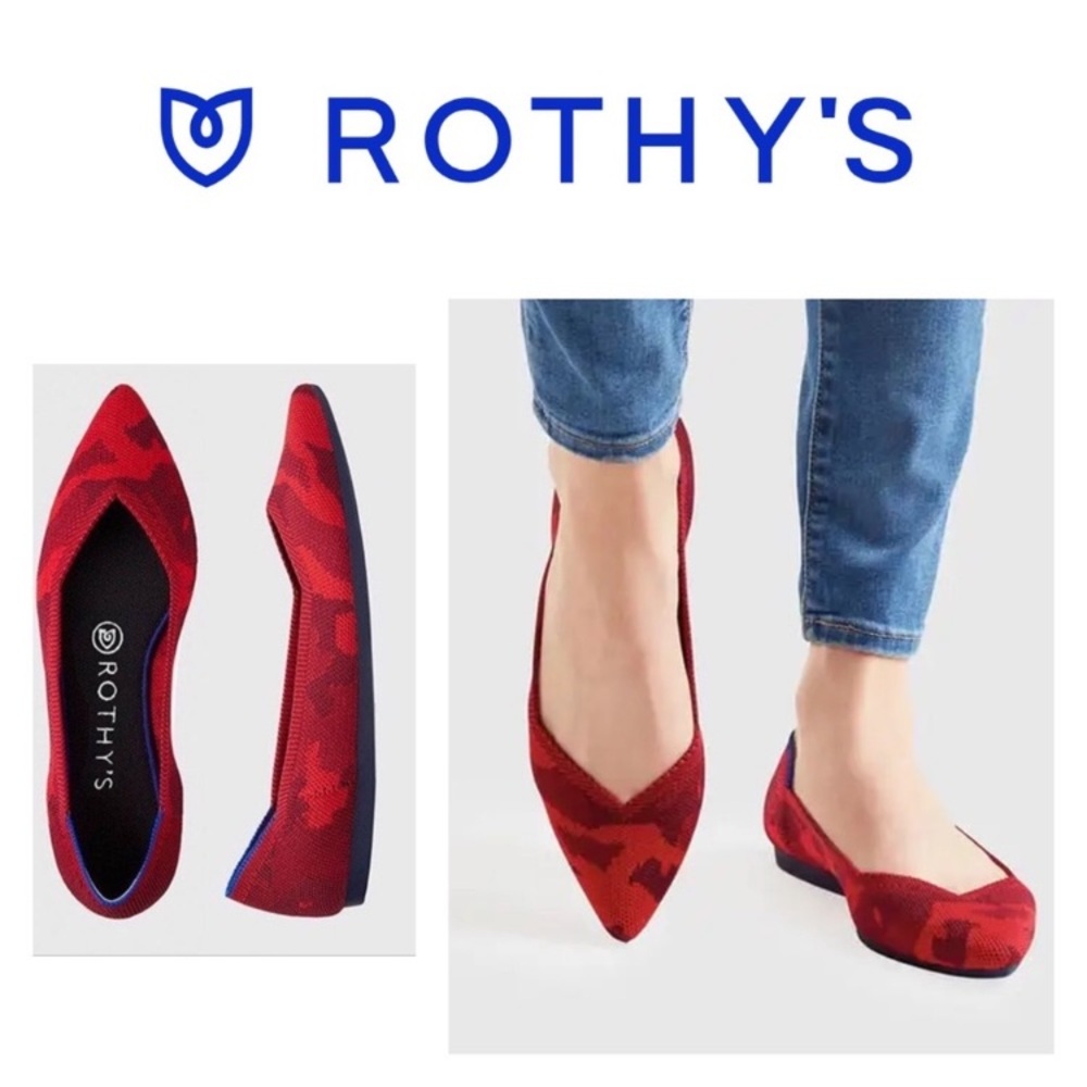 Rothy’s Red Camo Point Toe Flats